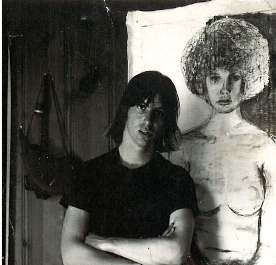 Ty Wagner with his drawing, 1960s